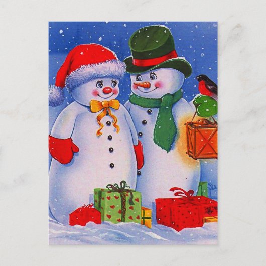 Vintage Schneemann Postkarte (Vorderseite)