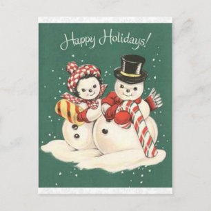 Vintage Schneemann Süßes Weihnachten Postkarte