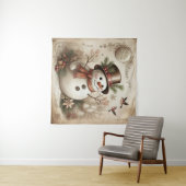 Vintage-Schneemann-Wandteppich Wandteppich (Beispiel (Horizontal))