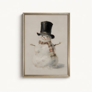 Vintage-Schneemann-Wasserfarbenposter - Winterkuns Poster