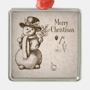 Vintage Schneemann Weihnachten und Feiertage Ornament Aus Metall