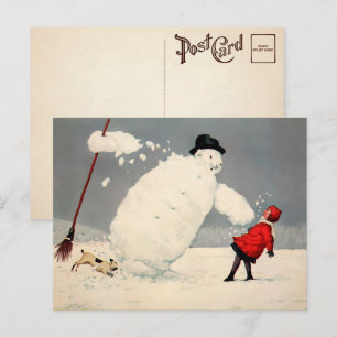 Vintage-Schneemann-Weihnachts-Postkarte Postkarte