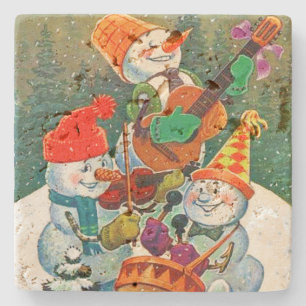 Vintage Schneemann Weihnachtsband Steinuntersetzer
