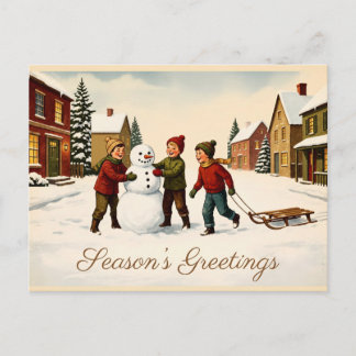 Vintage Schneemann Weihnachtspostkarte Postkarte