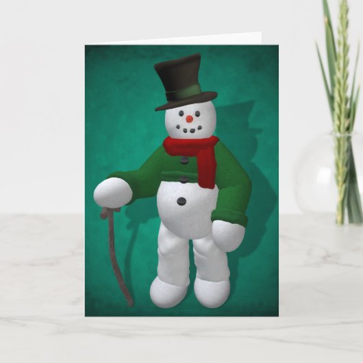 Vintage Schneemänner: Mr. Cratchit Feiertagskarte (Vorderseite)
