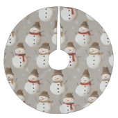 Vintage Schneemänner - neutrale Farbmuster Weihnac Polyester Weihnachtsbaumdecke (Vorderseite)