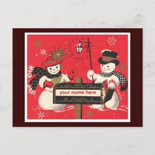 Vintage-Schneemänner Postkarte (Vorderseite)