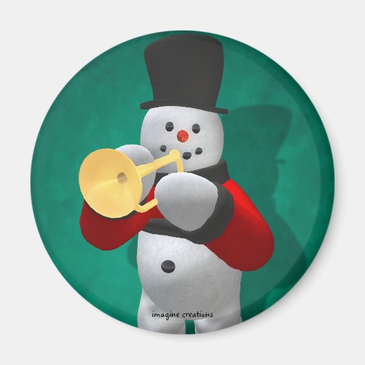 Vintage Schneemänner: Trumpeter Magnet (Vorne)