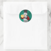 Vintage Schneemänner: Trumpeter Runder Aufkleber (Tasche)