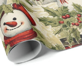 Vintage Schneemänner und Holly Geschenkpapier (Rolleneckpunkt)