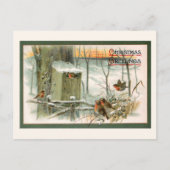 Vintage Schneerobben mit Weihnachtsgrüße Postkarte (Vorderseite)