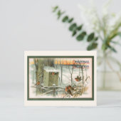 Vintage Schneerobben mit Weihnachtsgrüße Postkarte (Stehend Vorderseite)