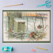 Vintage Schneerobben mit Weihnachtsgrüße Seidenpapier (Basteln)