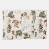 Vintage Schneevögel und Weihnachtsgrüße Geschirrtuch (Horizontal)