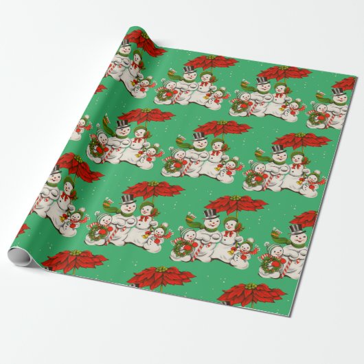Vintage Schneeweihnachtsfeste Geschenkpapier (Ungerollt)