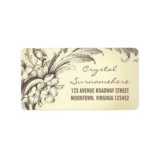 Vintage Schnörkel Hochzeitsadressen Adressaufkleber (Vorne)