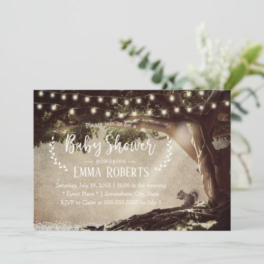 Vintage Schnur beleuchtet Baum-u. Einladung (Stehend Vorderseite)