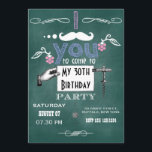 Vintage Schnurrbart-Chalkboard Erwachsene Geburtst Einladung<br><div class="desc">Whimsy Chalkboard Geburtstagsfeier Einladung anpassbar an Ihre Event-Besonderheiten.</div>