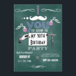 Vintage Schnurrbart-Chalkboard Erwachsene Geburtst Einladung<br><div class="desc">Whimsy Chalkboard Geburtstagsfeier Einladung anpassbar an Ihre Event-Besonderheiten.</div>
