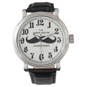 Vintage Schnurrbart-lederner Bügel-Uhr mit Zahlen Armbanduhr