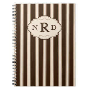 Vintage-Schokolade-und-Cremestreifen-Monogramm Notizblock