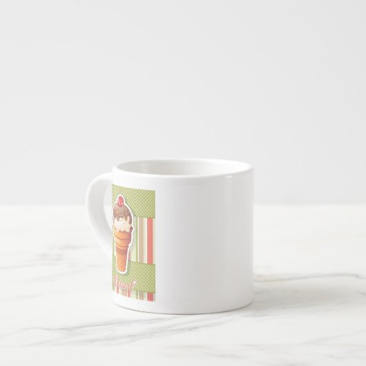 Vintage SchokoladenEiscreme Espressotasse (Vorderseite Links)