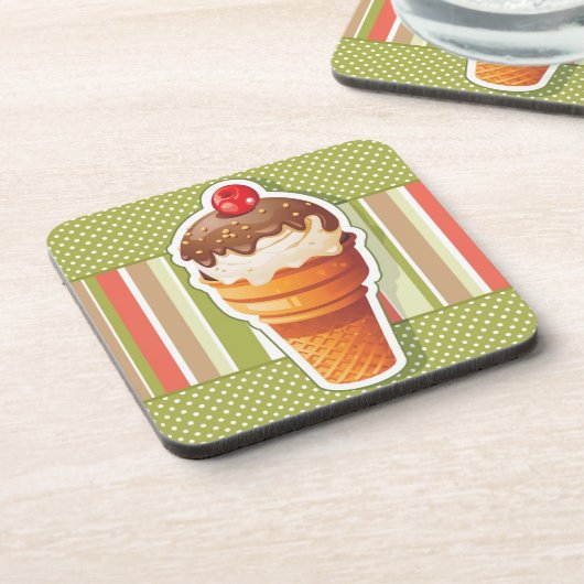 Vintage SchokoladenEiscreme Getränkeuntersetzer (Linke Seite)