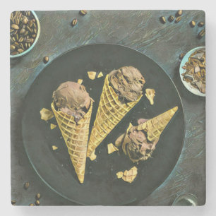 Vintage-Schokoladeneiscreme-Waffeln Steinuntersetzer