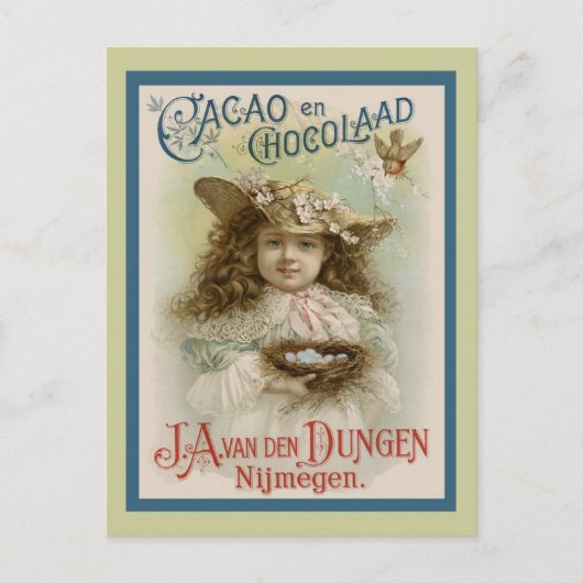 Vintage Schokoladenwerbung Postkarte (Vorderseite)
