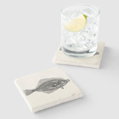 Vintage Scholle-Fisch-kundengebundene Steinuntersetzer (Seitenansicht)