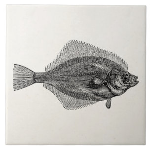 Vintage Scholle-Fisch-Wasserfisch-Schablone Fliese