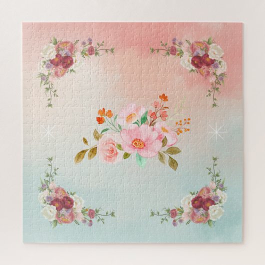 Vintage schöne Blume, Blühend Kunstwerk Puzzle (Vertikal)