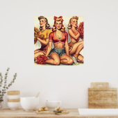 Vintage Schöne Cheerleader Poster (Küche)