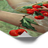 Vintage schöne Dame, Flower Hat & Cherries Poster (Ecke)