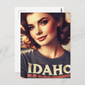 Vintage schöne Frau im Shirt von Idaho Postkarte (Vorne/Hinten)