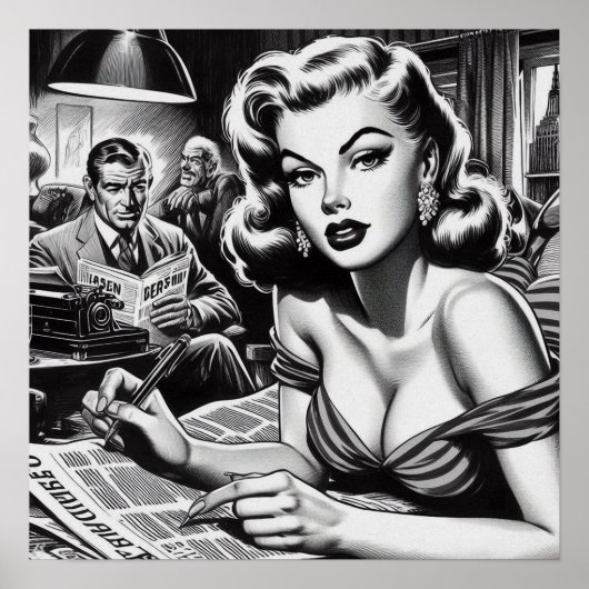 Vintage schöne FrauenIllustration Poster (Vorne)