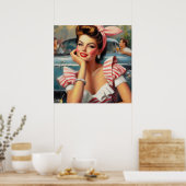 Vintage schöne Girl-Malerei Poster (Küche)