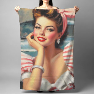 Vintage schöne Girl-Malerei Strandtuch