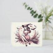 Vintage schöne Hexe auf Zimmerklopfe Postkarte (Stehend Vorderseite)