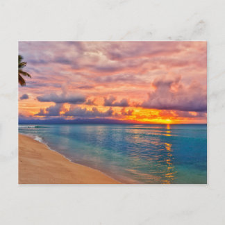 Vintage schöne Insel-Strand-Sonnenuntergangspostka Feiertagspostkarte