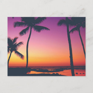 Vintage schöne Insel-Strand-Sonnenuntergangspostka Feiertagspostkarte