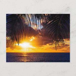 Vintage schöne Insel-Strand-Sonnenuntergangspostka Feiertagspostkarte