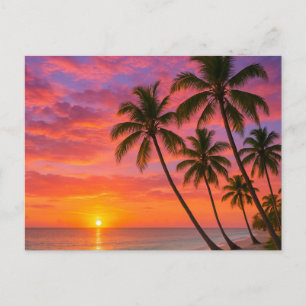 Vintage schöne Insel-Strand-Sonnenuntergangspostka Feiertagspostkarte