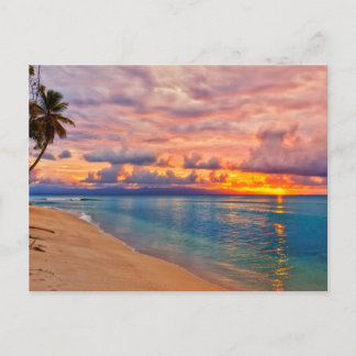 Vintage schöne Insel-Strand-Sonnenuntergangspostka Feiertagspostkarte