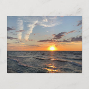 Vintage schöne Insel-Strand-Sonnenuntergangspostka Feiertagspostkarte