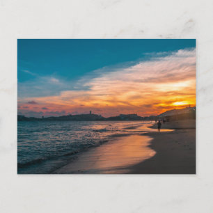 Vintage schöne Insel-Strand-Sonnenuntergangspostka Feiertagspostkarte