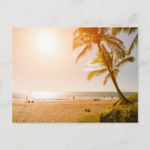 Vintage schöne Insel-Strand-Sonnenuntergangspostka Feiertagspostkarte