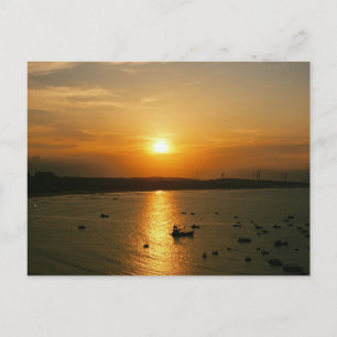 Vintage schöne Insel-Strand-Sonnenuntergangspostka Feiertagspostkarte
