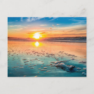 Vintage schöne Insel-Strand-Sonnenuntergangspostka Feiertagspostkarte
