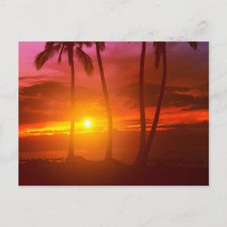 Vintage schöne Insel-Strand-Sonnenuntergangspostka Feiertagspostkarte